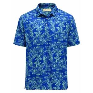 Donald Ross Polo Shirt Mens XXL Blue Golf Print Performance Short Sleeve